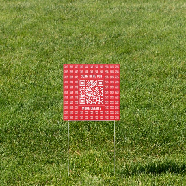 Promotional QR code (editable) with Logo Pattern Sign (Insitu)