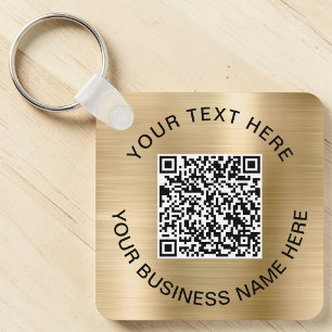 Promotional QR Code Gold Keychain