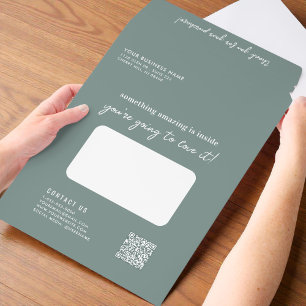 Promotional QR Code Large Sage Green Business Envelope Mailers