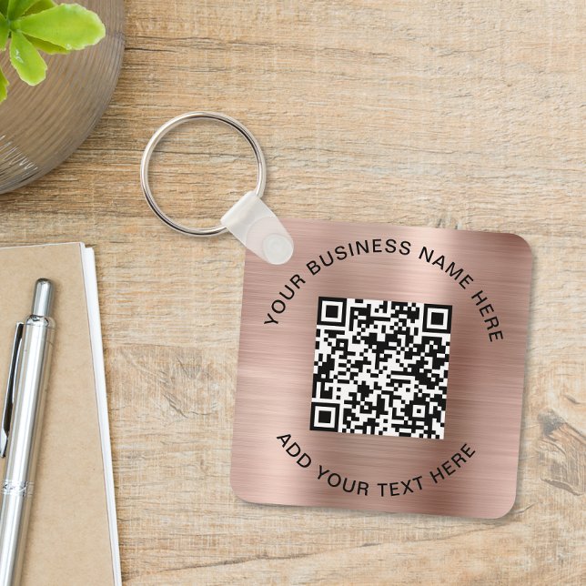 Promotional QR Code Rose Gold Keychain (QR Code or Logo Promotional Rose Gold Keychain)