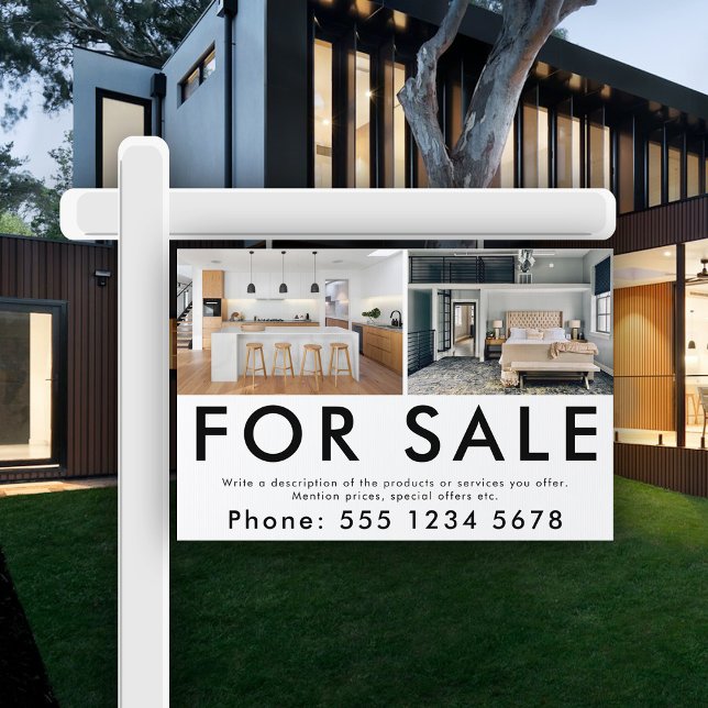 Promotional Real Estate For Sale 2 Photo Banner Sign (Promotional Business 2 Photo Banner & Text Sign)