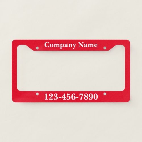 Promotional Red and White Business Text Template License Plate Frame