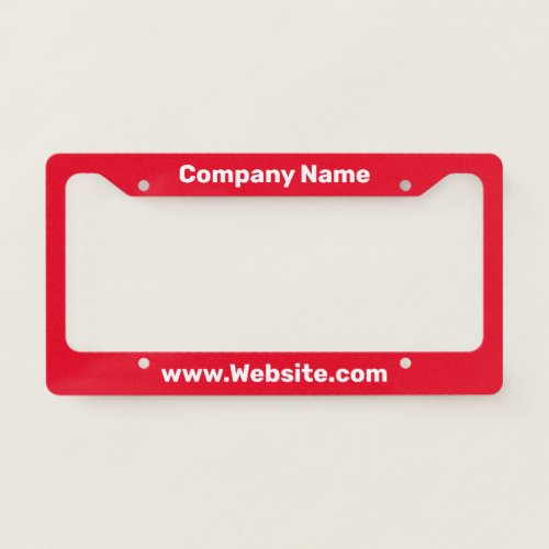 Promotional Red and White Text Business Template License Plate Frame