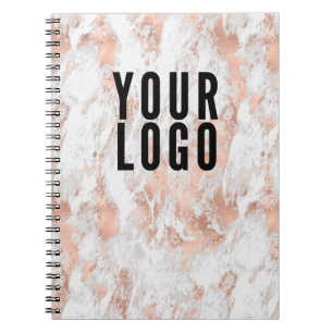 Promotional Rose Gold Marble Business Logo Notebook