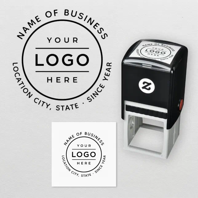 Promotional Round Custom Business Logo Branded Self-inking Stamp | Zazzle