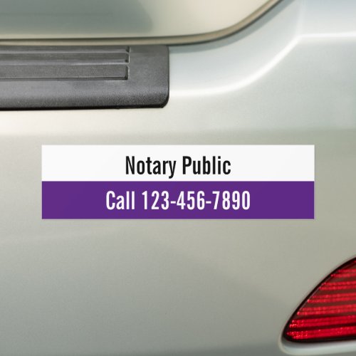 Promotional Royal Purple and White Notary Public Bumper Sticker