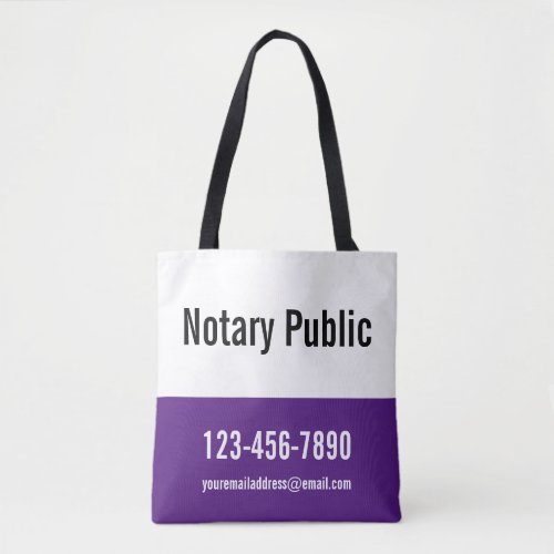 Promotional Royal Purple and White Notary Public Tote Bag