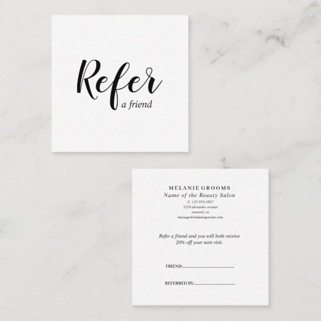 Promotional Salon Business  Referral Card (Front/Back)