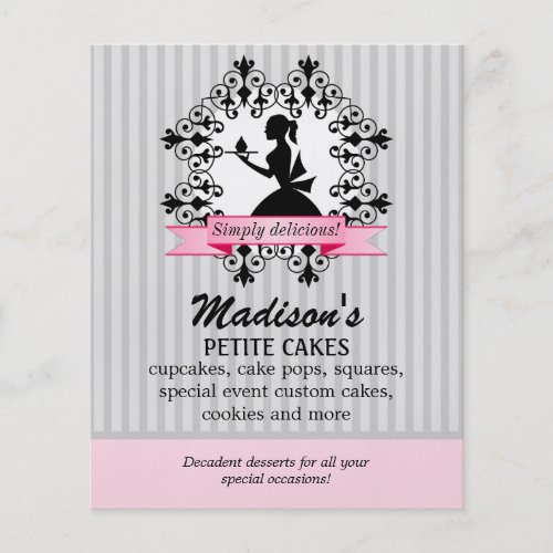 Promotional Silhouette Lady Cupcake Pink Silver Flyer