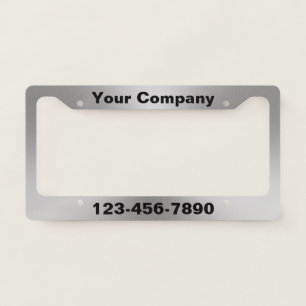 Promotional Silver Black Business Name and Phone License Plate Frame