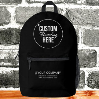 Promotional Small Business Branding Black  Printed Backpack