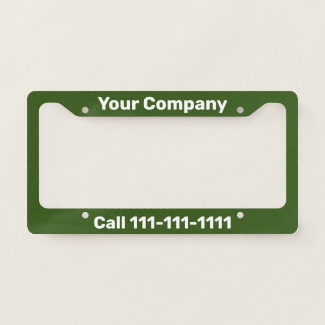 Promotional Template Green & White Advertisment License Plate Frame (Front)