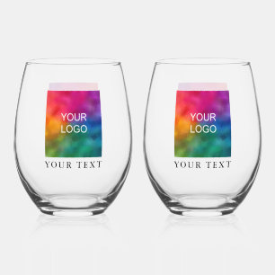 Promotional Template Upload Your Logo to Set of 2 Stemless Wine Glass