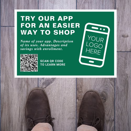 Promotional Try Our App QR Code Logo Green Floor Decals