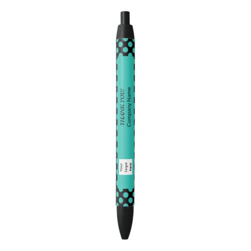 Promotional Turquoise Polka Dot Pattern Black Ink Pen