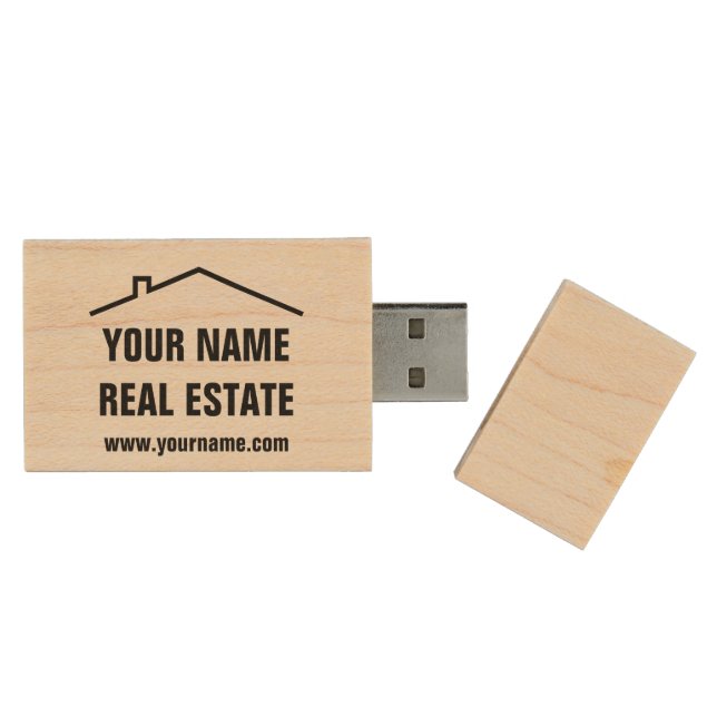 Promotional USB pendrive for real estate business Wood USB Flash Drive (Opened)