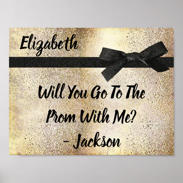 Promposal Ask To School Prom Dance Faux Gold Poster Zazzle