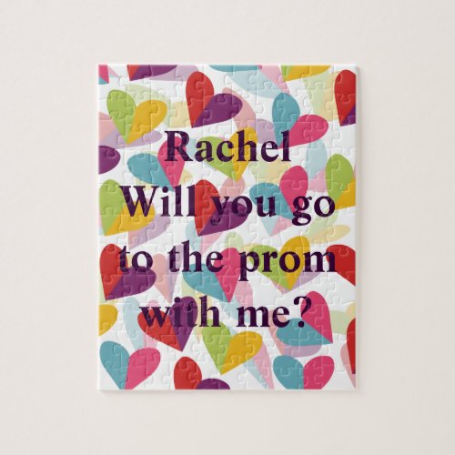 Promposal Colorful Hearts Graphic Design Jigsaw Puzzle