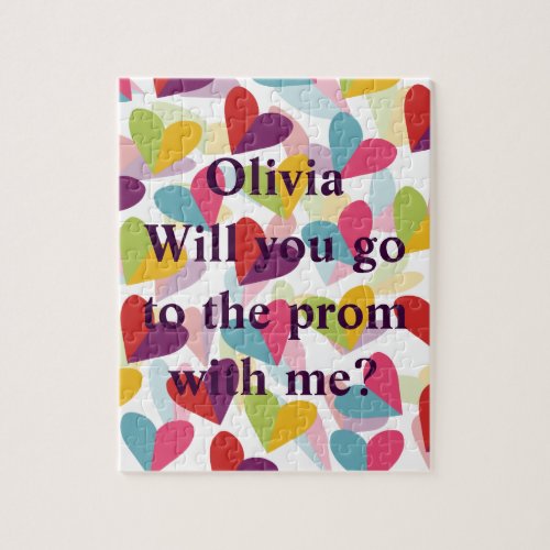 Promposal Colorful Hearts Jigsaw Puzzle