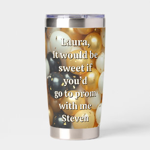 Promposal   Go to Prom with Me   Gold and Black Insulated Tumbler