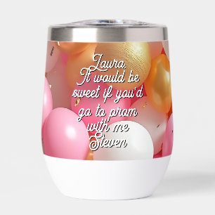 Promposal   Go to Prom with Me   Gold and Black Thermal Wine Tumbler