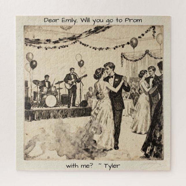 Promposal | Will You go to Prom with Me? Line Art Jigsaw Puzzle (Vertical)
