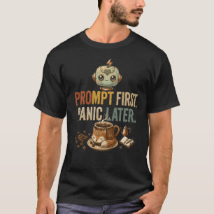 Prompt First Panic Later Funny Ai Robot T-Shirt