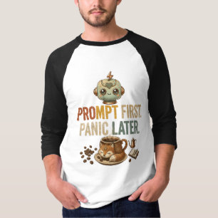 Prompt First Panic Later Funny Ai Robot T-Shirt