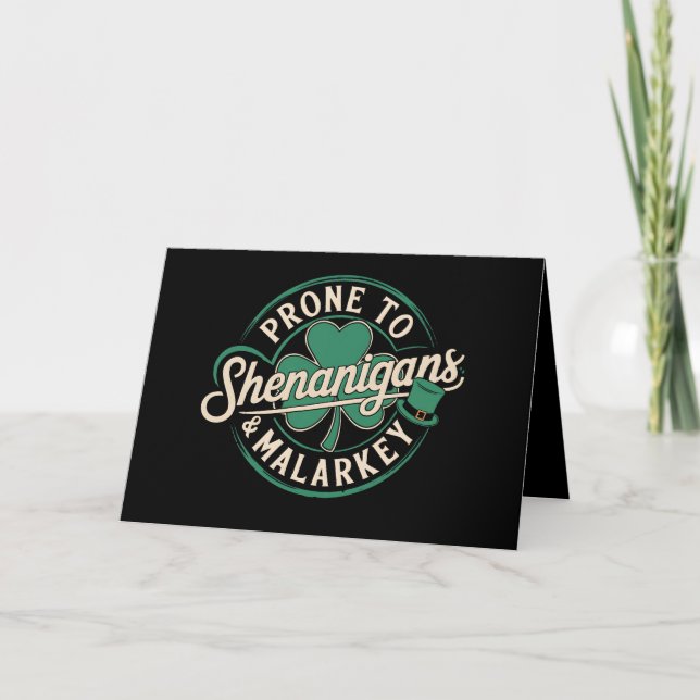 Prone To Shenanigans & Malarkey St Patrick's Day Thank You Card (Front)