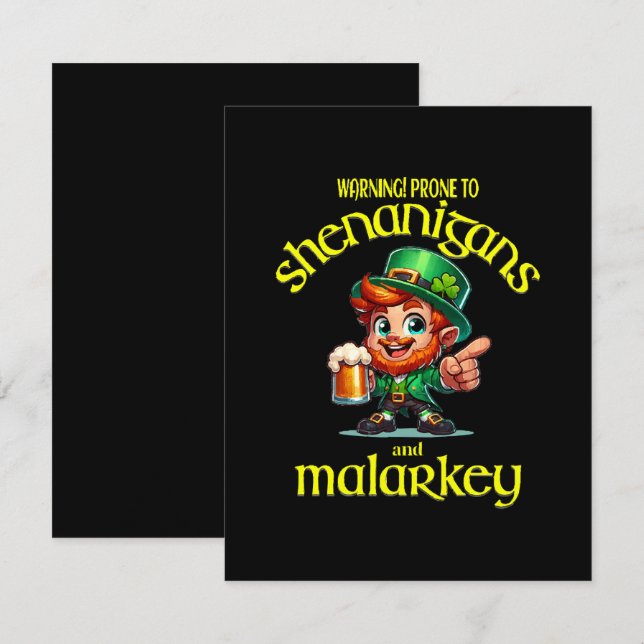 Prone to shenanigans note card (Front/Back)