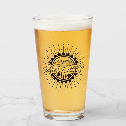 Prone to Wander Traveler Adventure Gift Glass