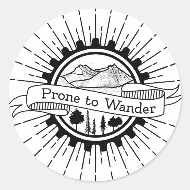 Prone to Wander Traveler Classic Round Sticker (Front)