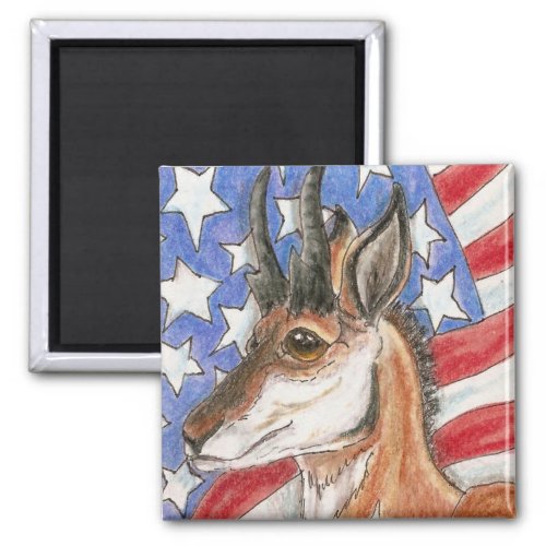 Pronghorn Antelope Americana Wildlife Art Magnet