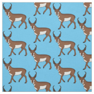 Pronghorn antelope cartoon illustration  fabric