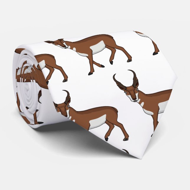 Pronghorn antelope cartoon illustration neck tie (Rolled)