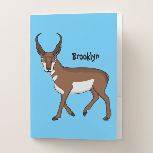 Pronghorn antelope cartoon illustration pocket folder