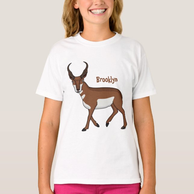 Pronghorn antelope cartoon illustration T-Shirt (Front)