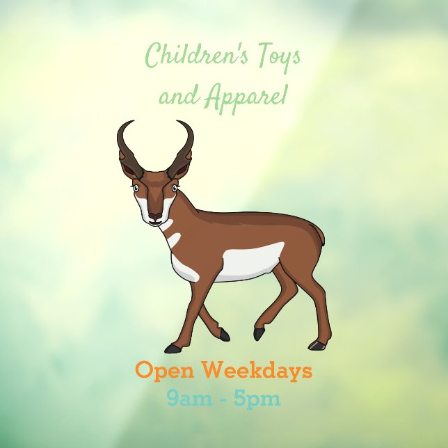 Pronghorn antelope cartoon illustration  window cling (Sheet 3)