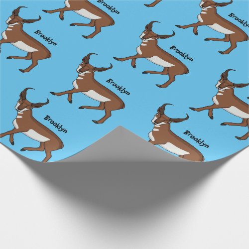 Pronghorn antelope cartoon illustration wrapping paper