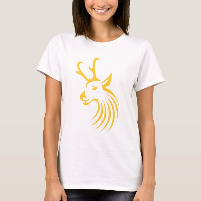 Pronghorn Antelope in Swish Drawing Style T-Shirt (Front)