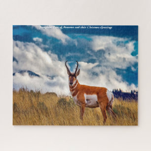 Pronghorn Deer Montana. Christmas Greetings Jigsaw Puzzle