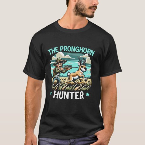 Pronghorn Hunter Animal Hunt Rifle Antelope Huntin T_Shirt