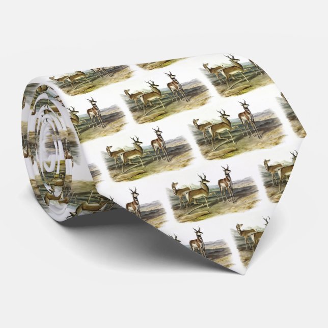Pronghorn (Prong-horned Antelope) by Audubon Neck Tie (Rolled)