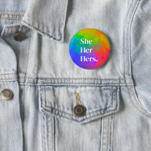 Pronomen Button rainbow painting 
