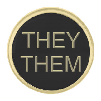 Pronoun Circle Lapel Pin (They/Them) - Gold Plated