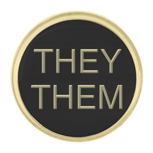 Pronoun Circle Lapel Pin TheyThem _ Gold Plated