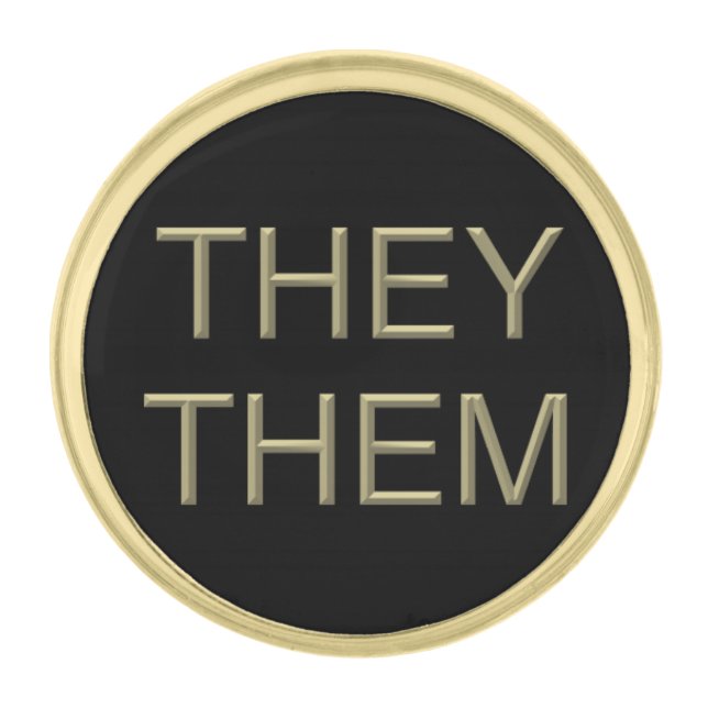 Pronoun Circle Lapel Pin (They/Them) - Gold Plated (Front)
