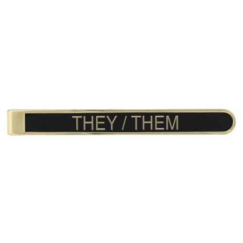 Pronoun Classic Tie Bar TheyThem _ Gold Plated