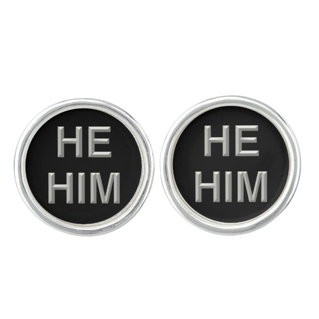 Pronoun Cufflinks (He/Him) (Front)