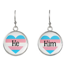 Pronoun he/him transgender pride earrings
